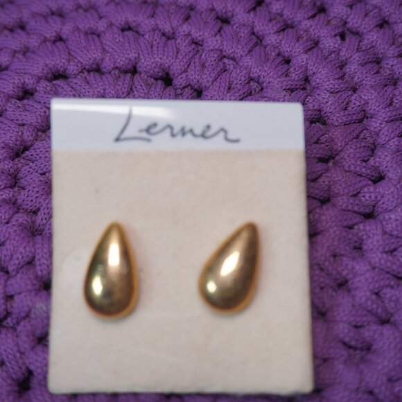 Lerner Womens Gold Vintage Tear Drop Shaped Studs Surgical Steel Earrings - Picture 2 of 3
